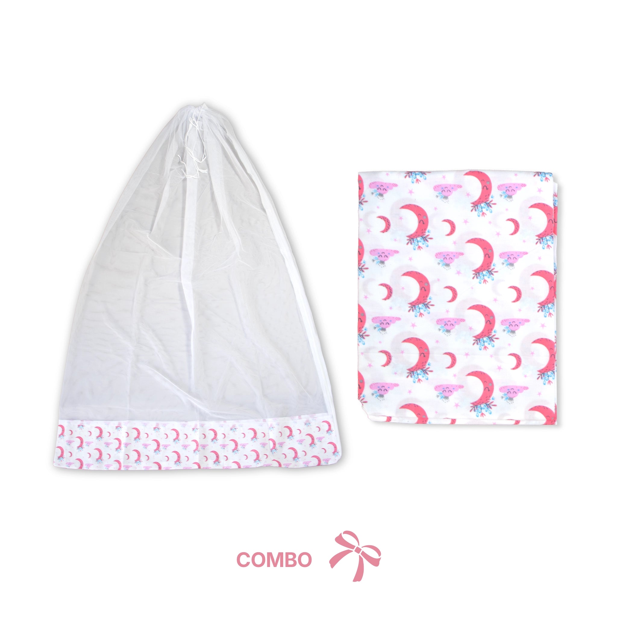 Premium Cotton Baby Hammock Cradle Cloth & Mosquito Net Combo Set (Breathable & Washable)