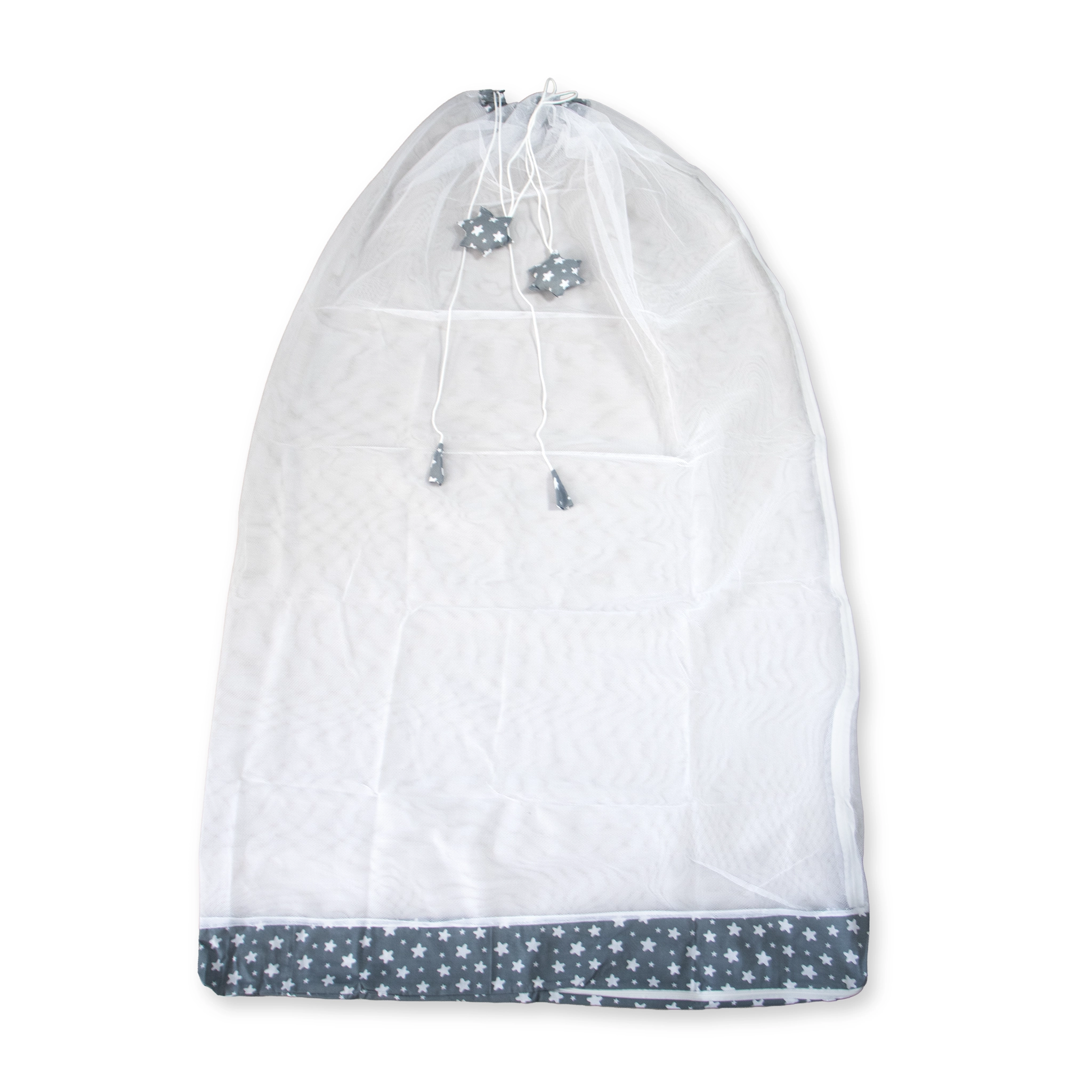 Premium Hanging Cradle Mosquito Net with Decorative Border & Hanging Stars