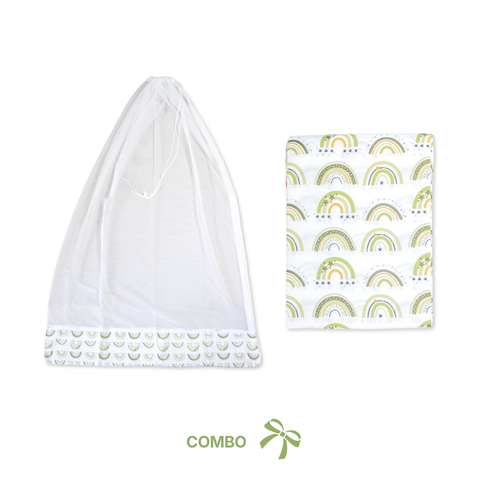 Premium Cotton Baby Hammock Cradle Cloth & Mosquito Net Combo Set (Breathable & Washable)