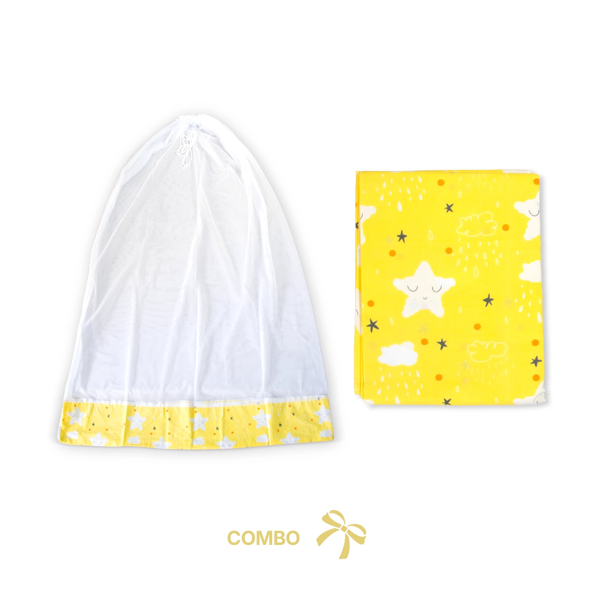 Premium Cotton Baby Hammock Cradle Cloth & Mosquito Net Combo Set (Breathable & Washable)