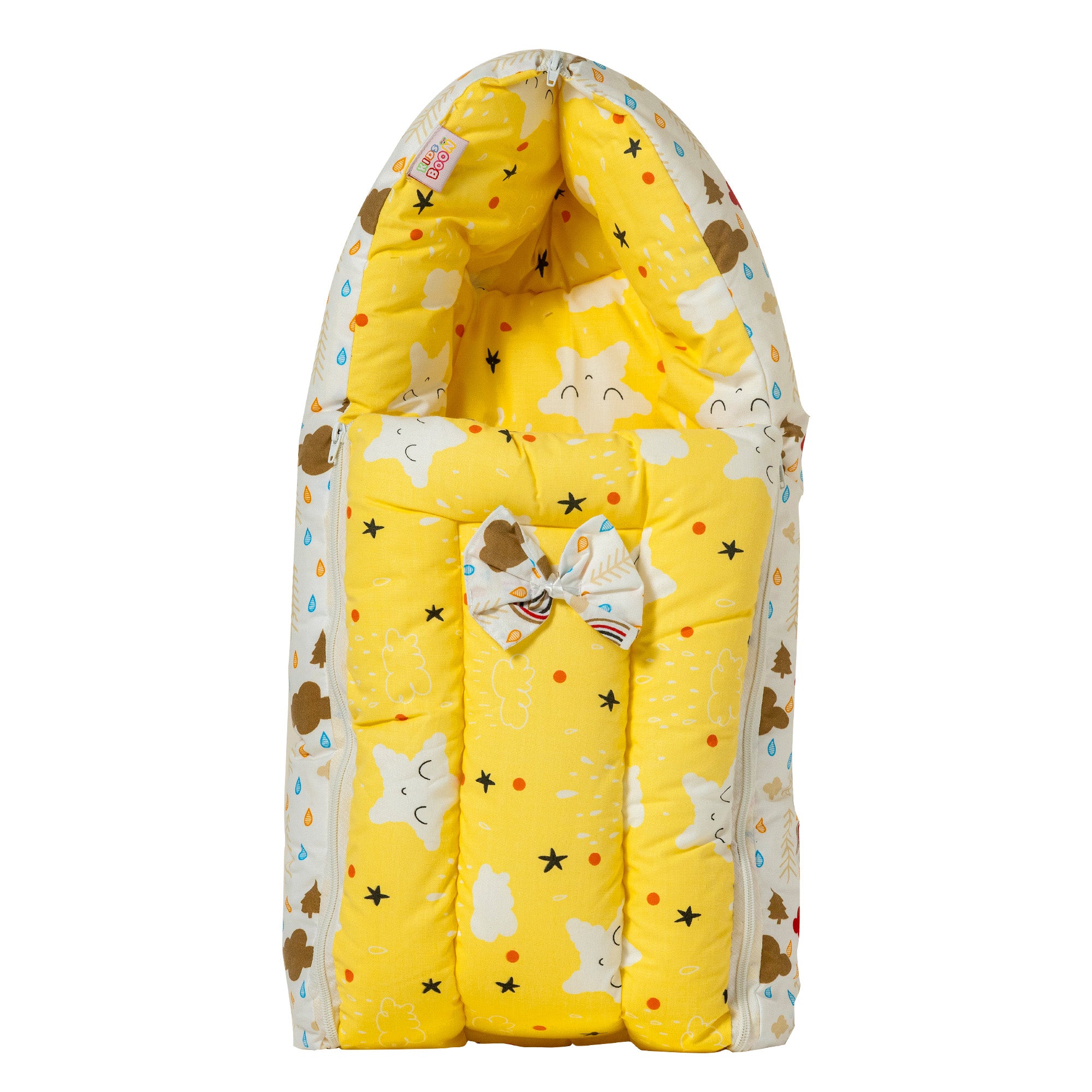Kids Boon 3-in-1 Baby Carry Bed & Sleeping Bag | Yellow Star Print Newborn Sleeping Essential