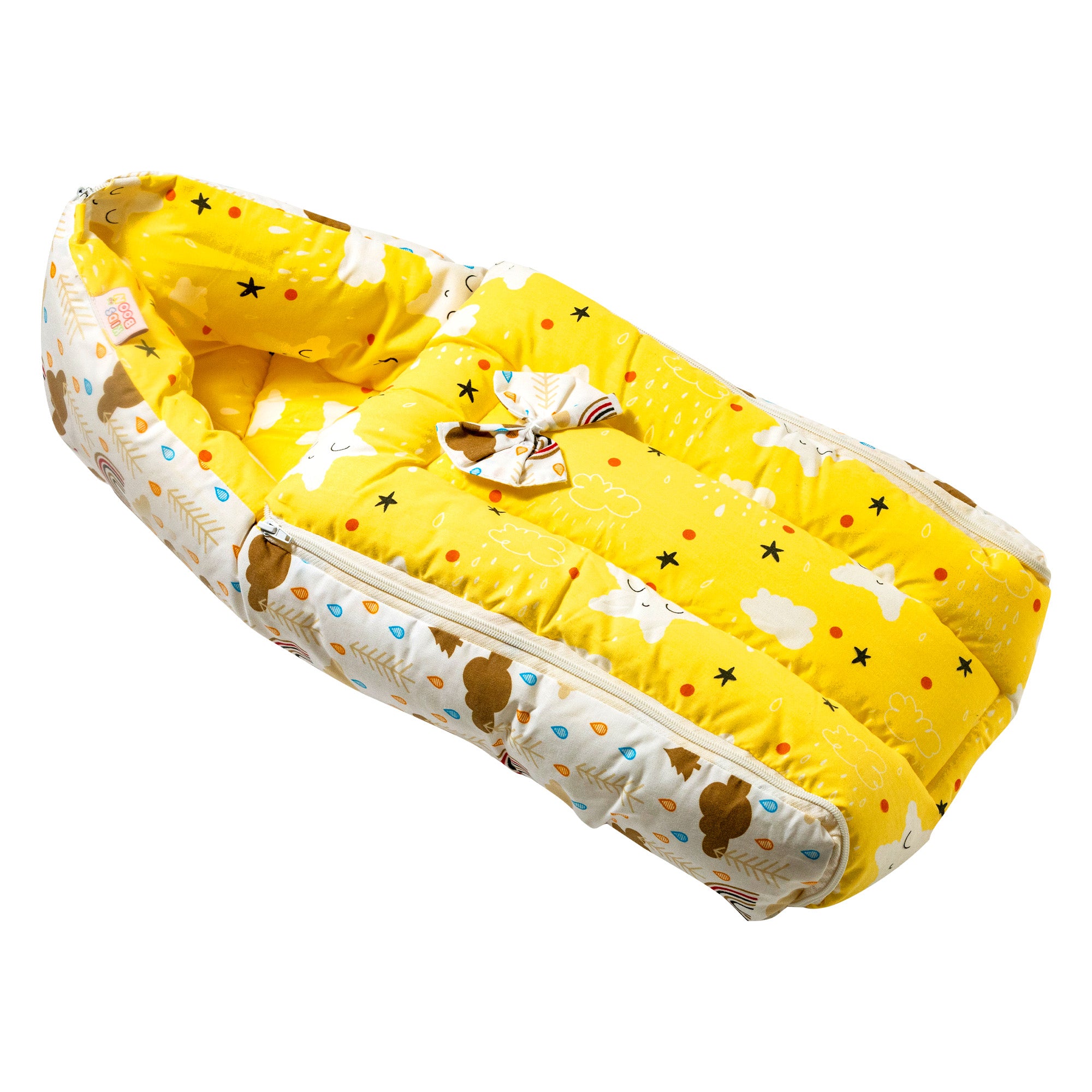 Kids Boon 3-in-1 Baby Carry Bed & Sleeping Bag | Yellow Star Print Newborn Sleeping Essential