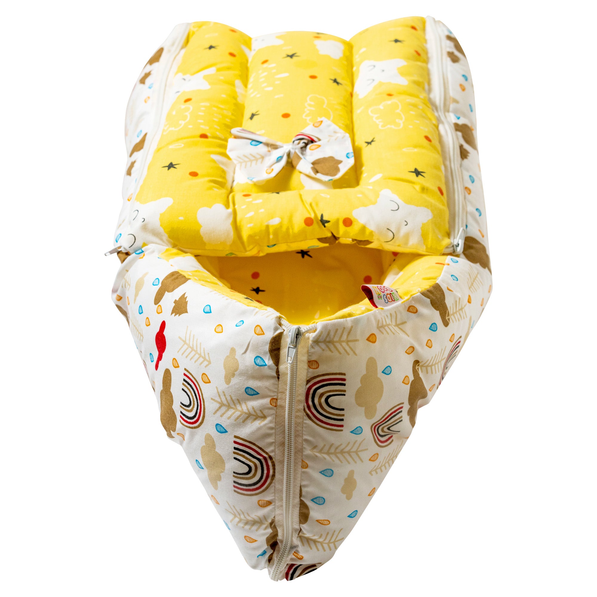 Kids Boon 3-in-1 Baby Carry Bed & Sleeping Bag | Yellow Star Print Newborn Sleeping Essential