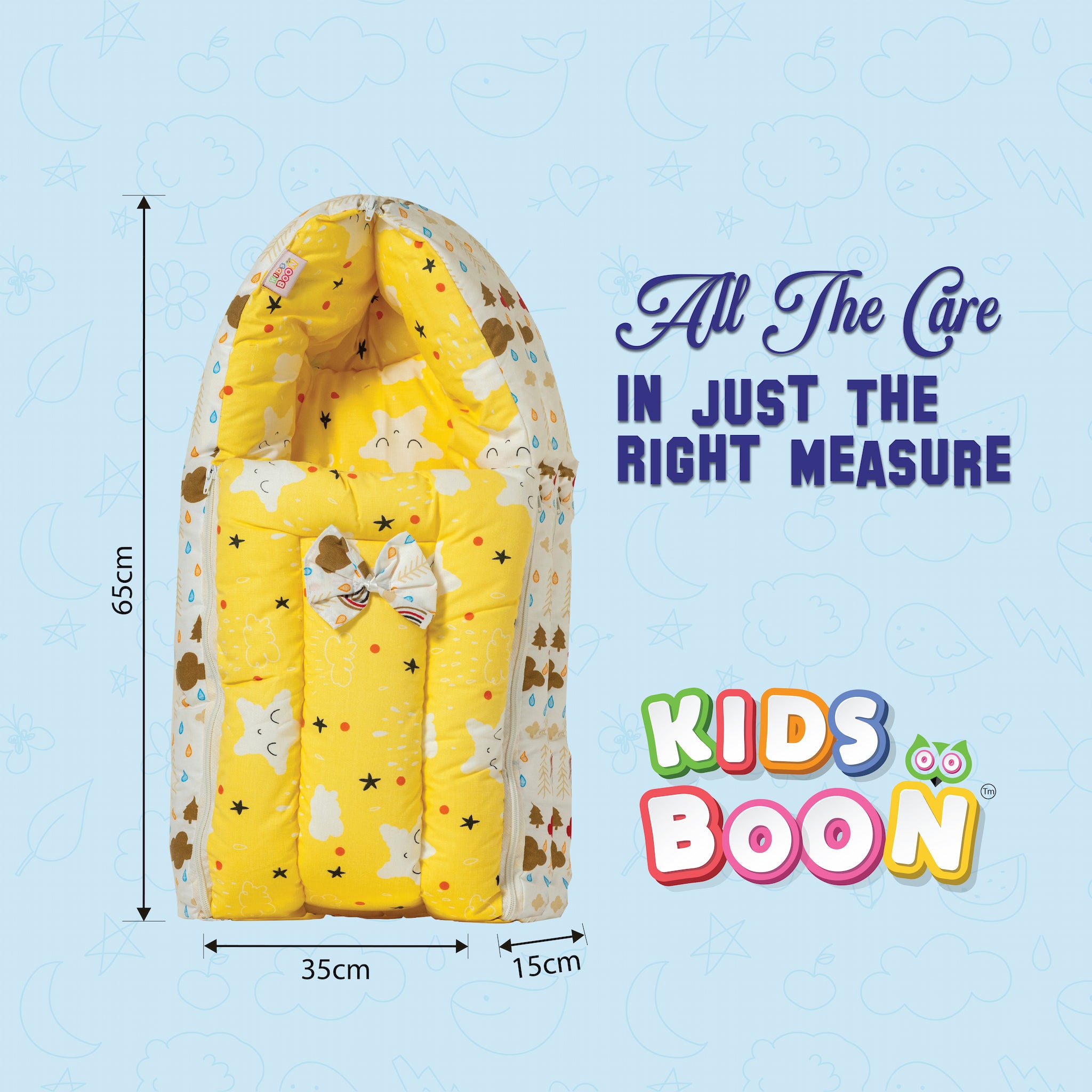 Kids Boon 3-in-1 Baby Carry Bed & Sleeping Bag | Yellow Star Print Newborn Sleeping Essential
