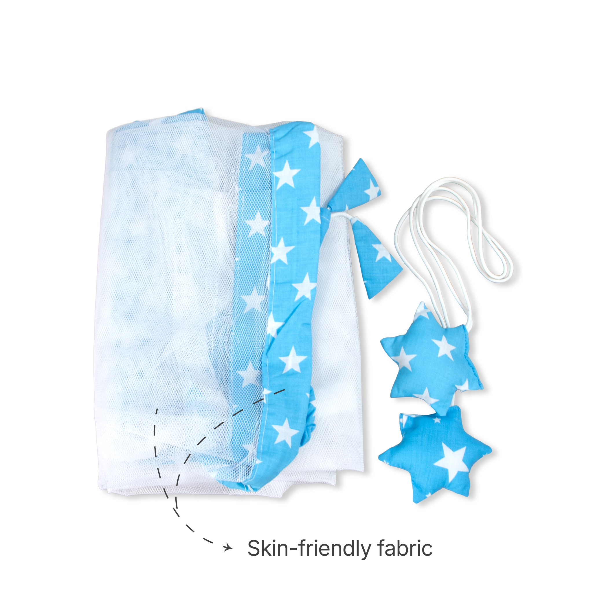 Premium Hanging Cradle Mosquito Net with Decorative Border & Hanging Stars