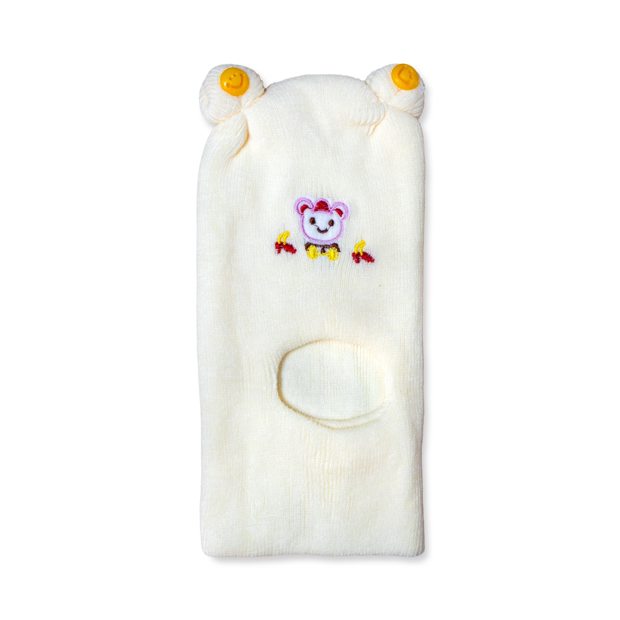 Kids Boon Knit Monkey Cap – Cozy Winter Balaclava with Bear Patch for Babies & Toddlers