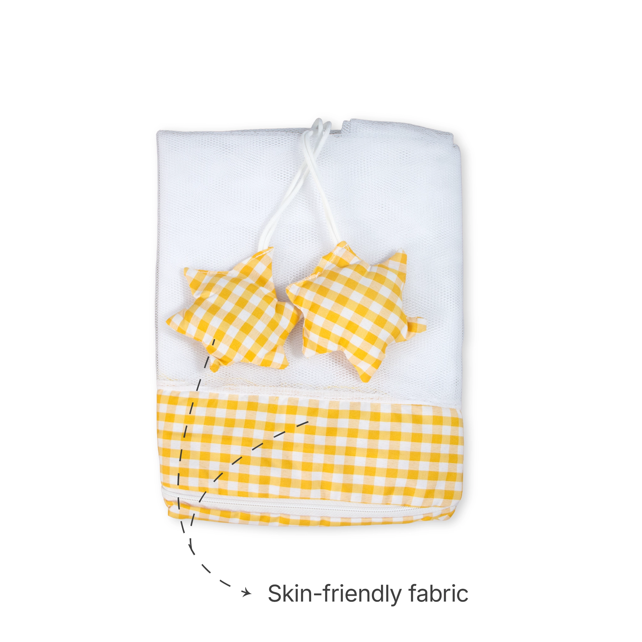 Premium Hanging Cradle Mosquito Net with Decorative Border & Hanging Stars