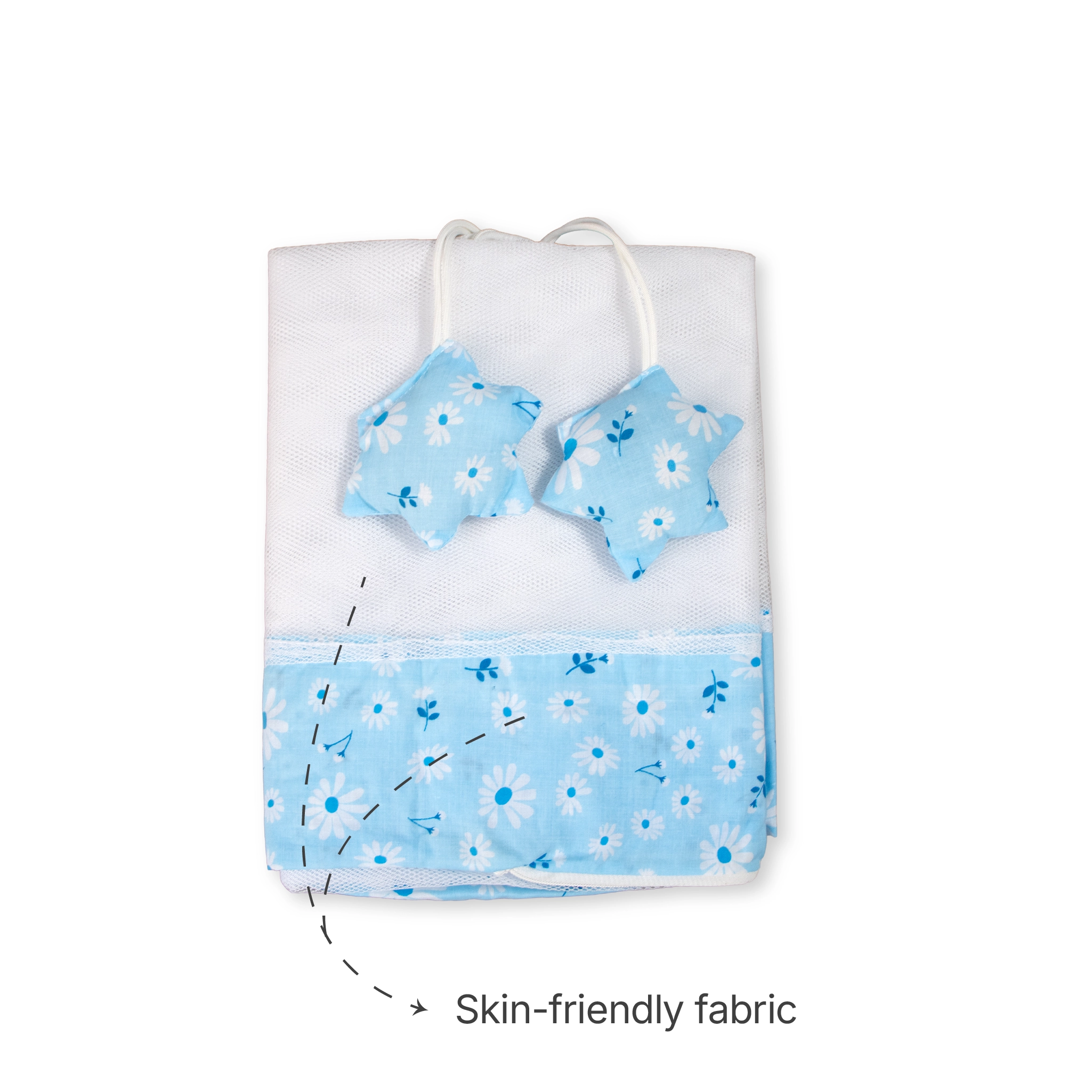 Premium Hanging Cradle Mosquito Net with Decorative Border & Hanging Stars