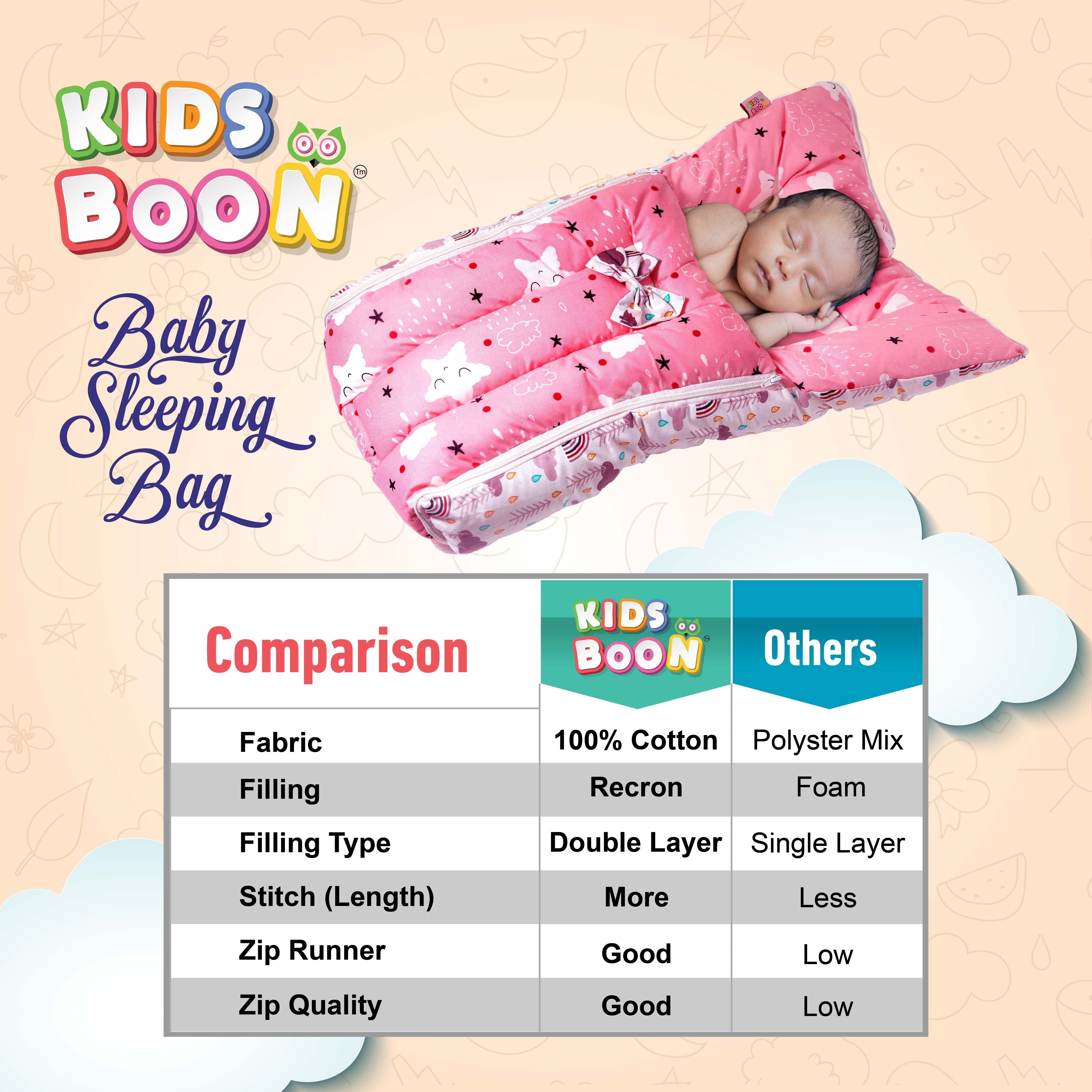 Kids Boon 3-in-1 Baby Carry Bed & Sleeping Bag - Soft Pink Newborn Travel Nest