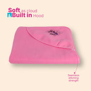 Soft Woolen Baby Hooded Blanket with Cute Embroidery (80x65cm)