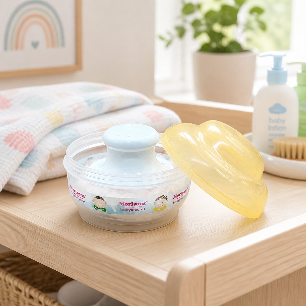 Morisons Baby Dreams Soft Powder Puff with Spill-Proof Container