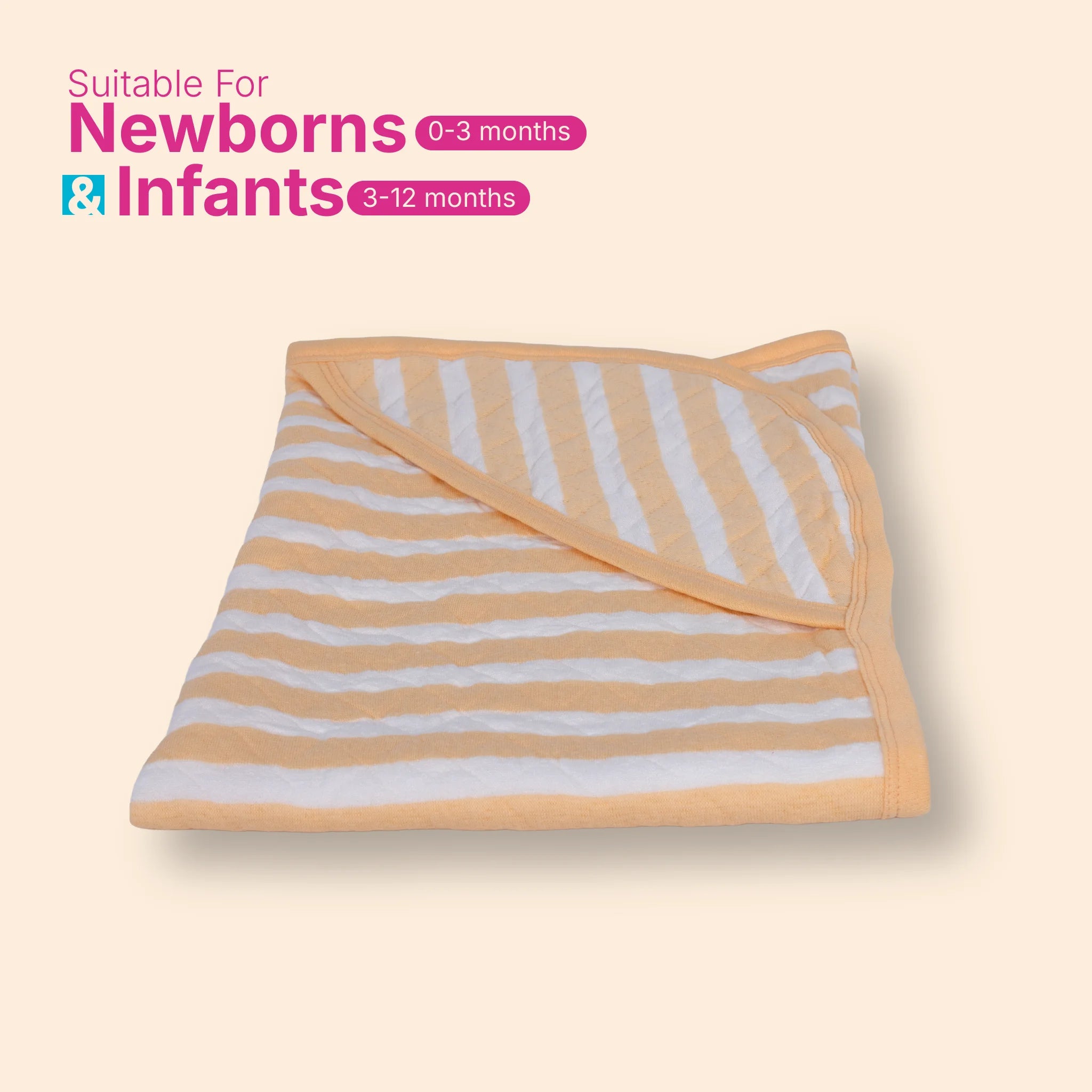 Premium Jacquard Baby Hooded Blanket – Mint Blue & White Stripes (80x80 cm) for Newborns & Infants
