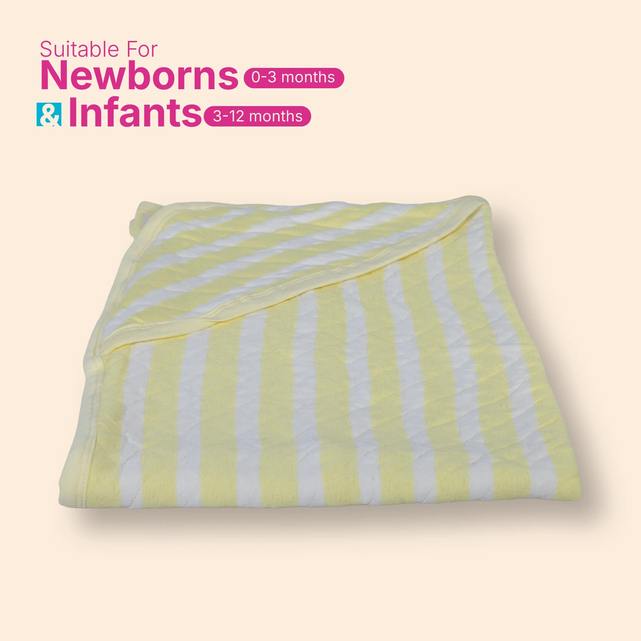 Premium Jacquard Baby Hooded Blanket – Mint Blue & White Stripes (80x80 cm) for Newborns & Infants