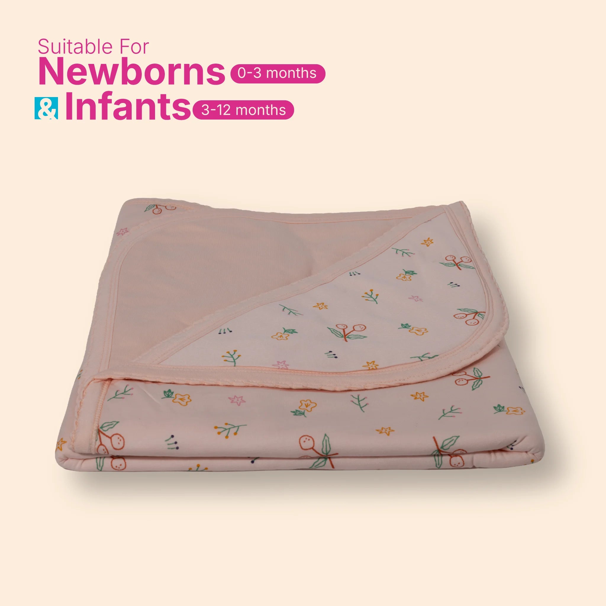 Blue Floral Polar Fleece Hooded Baby Blanket – Soft All-Weather Newborn Wrapper (0-12 Months, 80x80 cm)