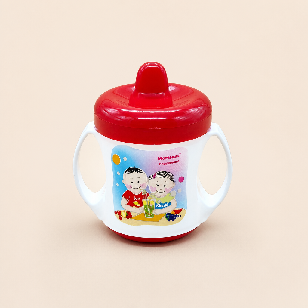 Morisons Baby Dreams Twin Handle Training Sipper Cup for Toddlers - Red & White