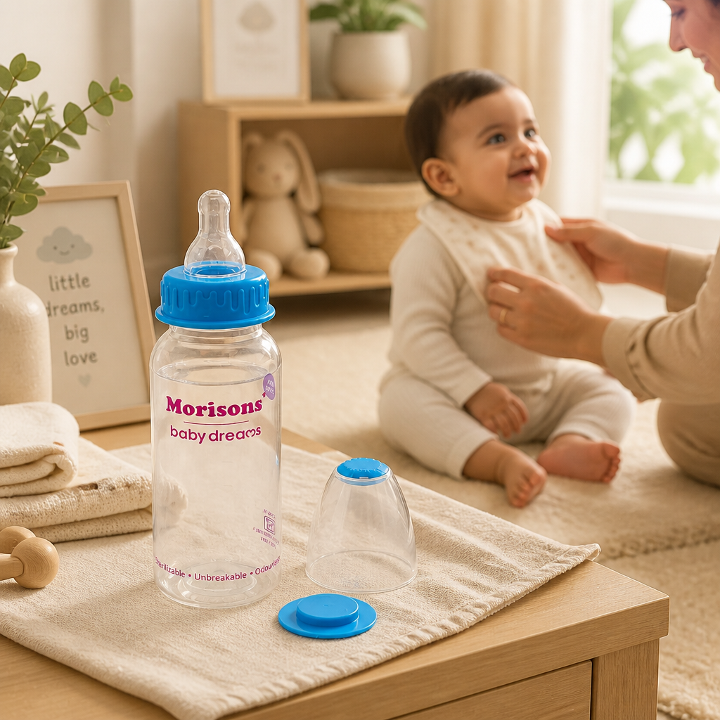 Morisons Baby Dreams BPA-Free Feeding Bottle | Unbreakable & Sterilizable (Blue)