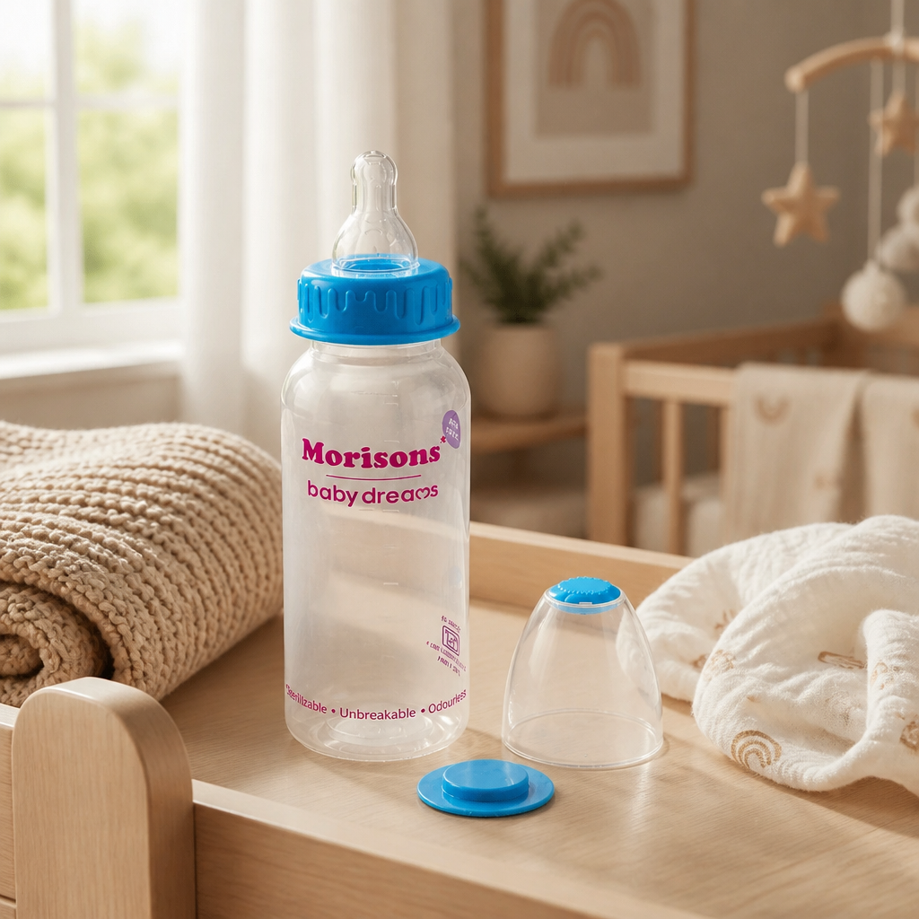 Morisons Baby Dreams BPA-Free Feeding Bottle | Unbreakable & Sterilizable (Blue)