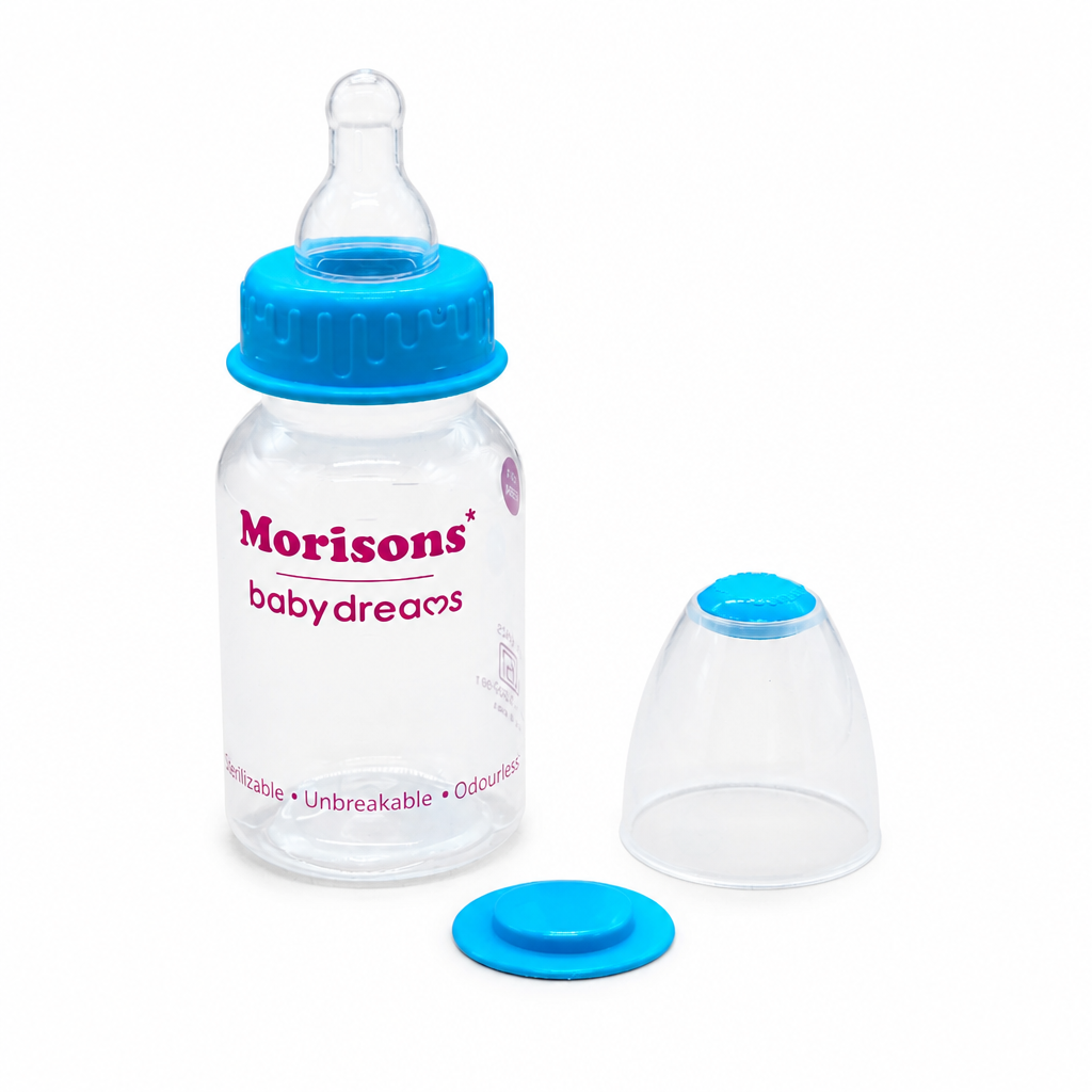 Morisons Baby Dreams Unbreakable Baby Feeding Bottle - Sterilizable, Odourless & Travel-Safe (Blue)