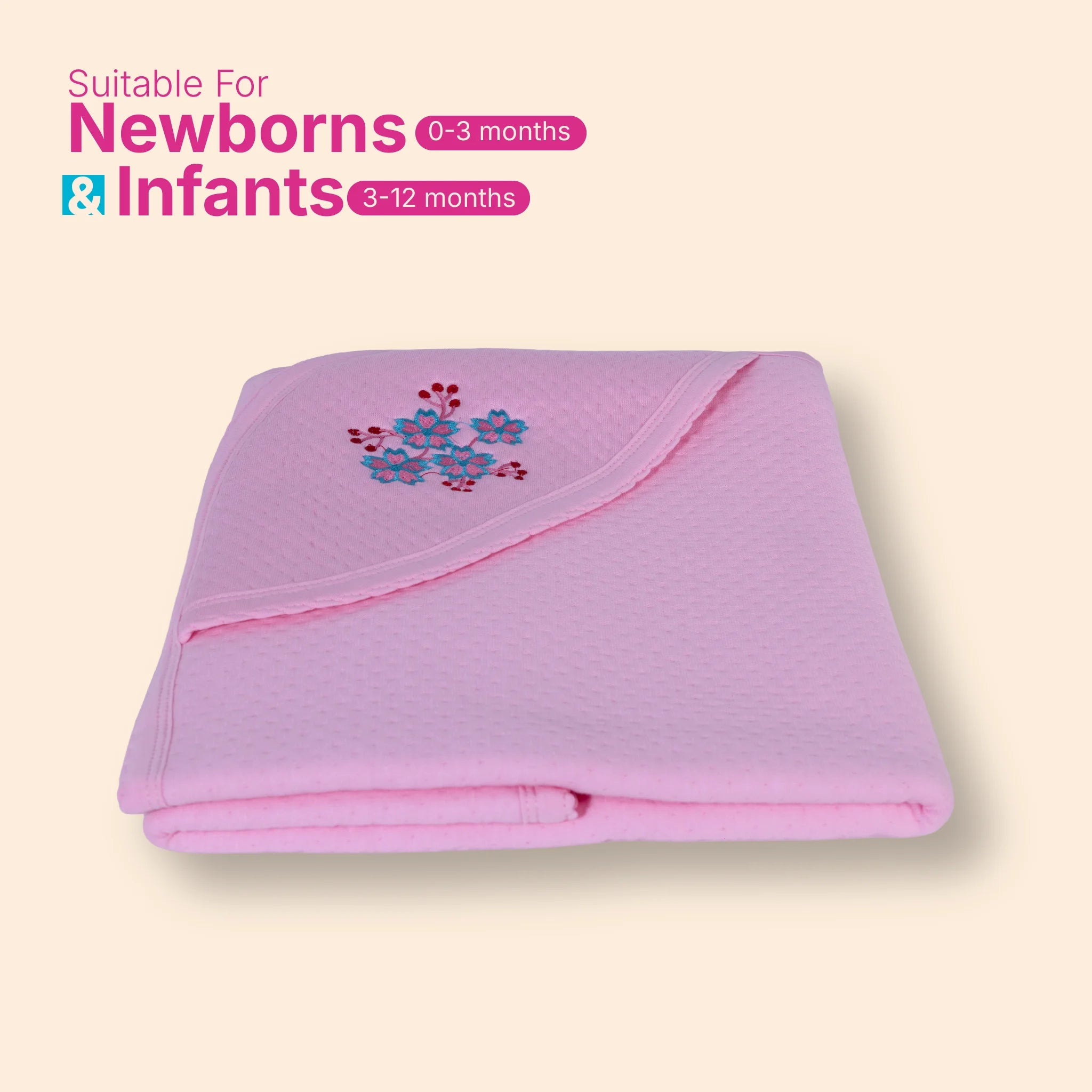 Premium Jacquard Baby Hooded Blanket-(80x80 cm) for Newborns & Infants