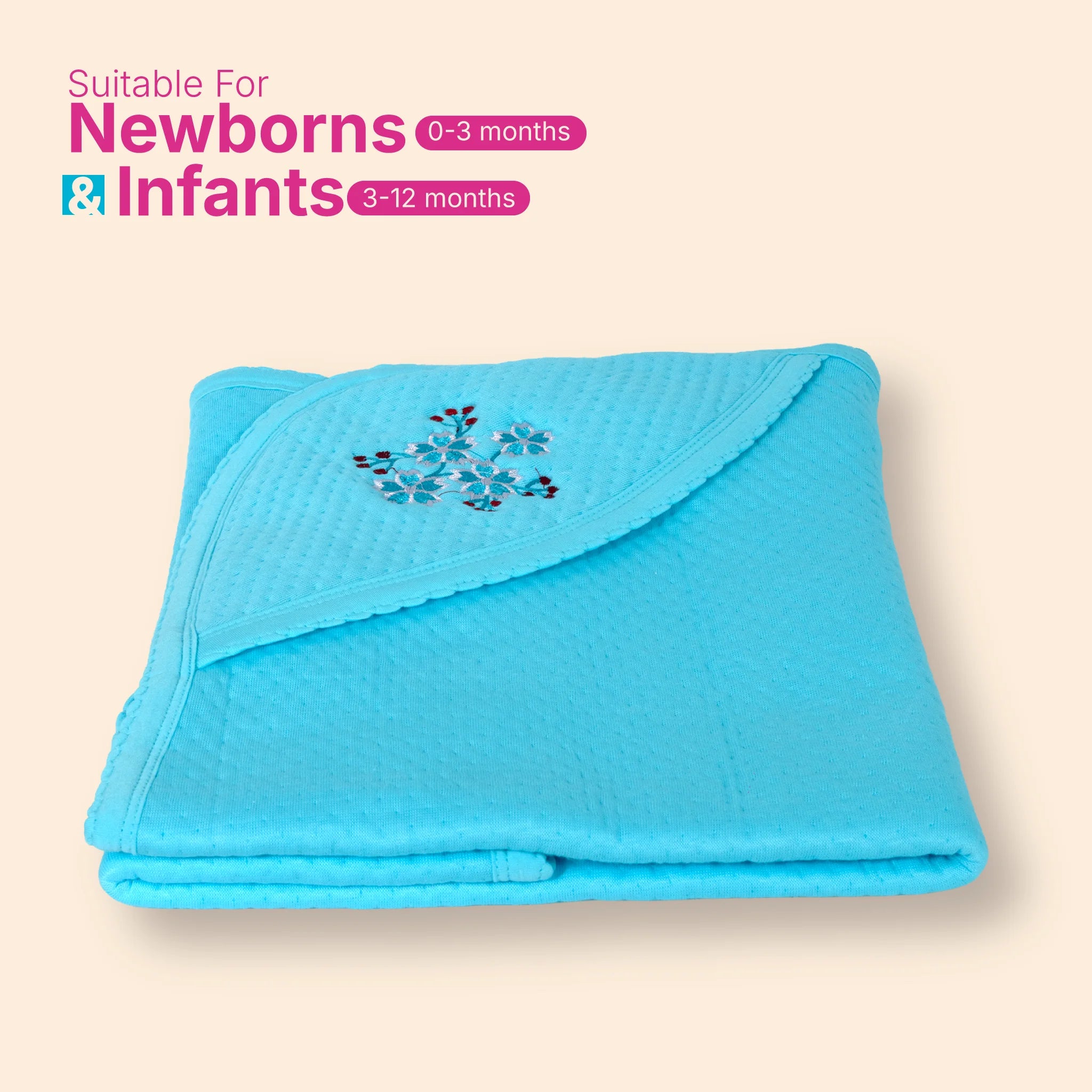 Premium Jacquard Baby Hooded Blanket-(80x80 cm) for Newborns & Infants