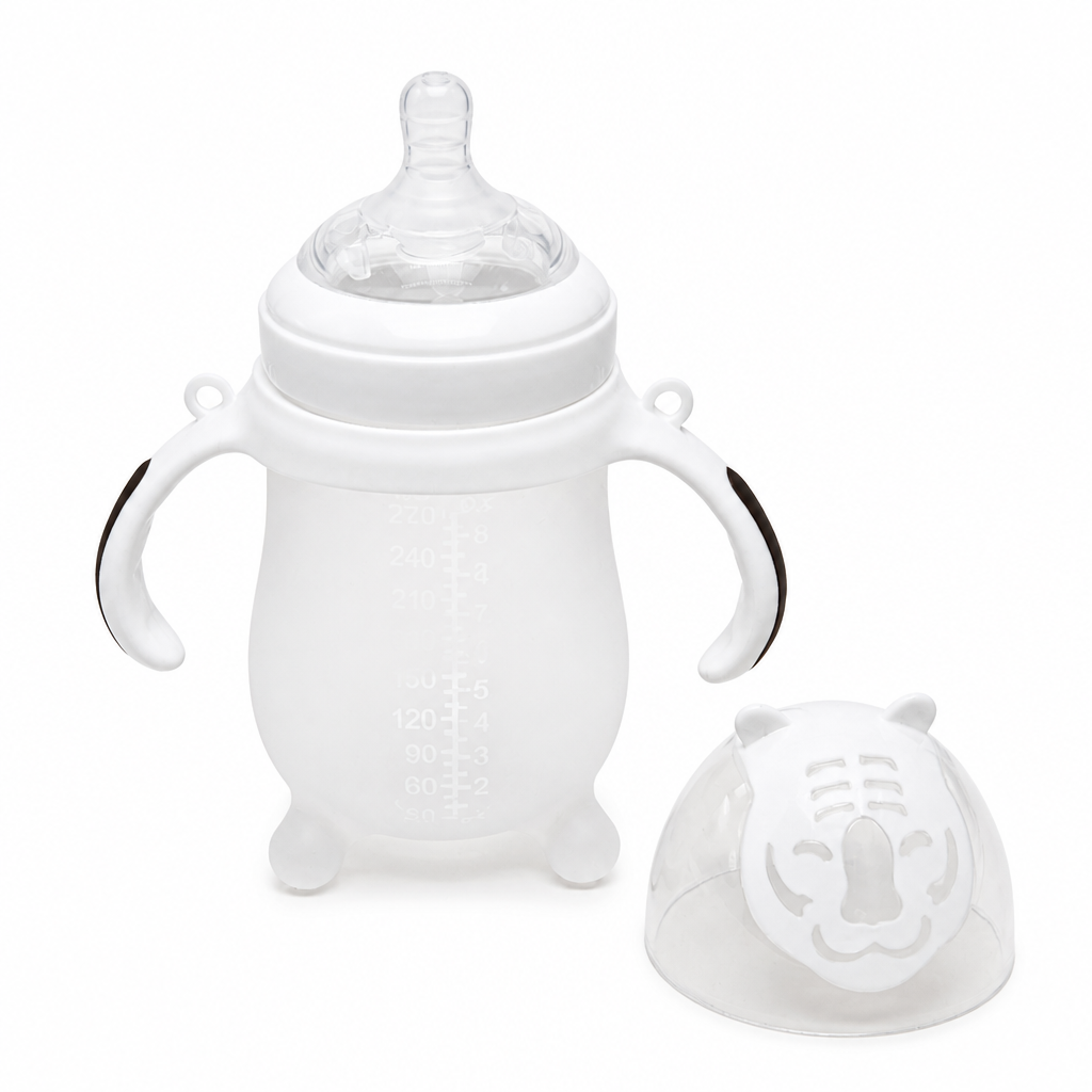 Kids Boon Playful Tiger Wide-Neck Baby Feeding Bottle with Handles | BPA-Free, 270ml / 9oz