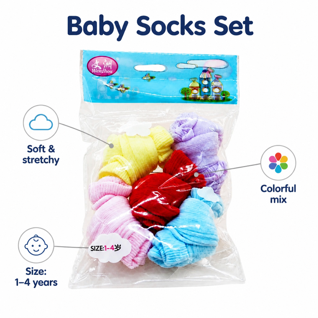 Kids Boon Colorful Ribbed Toddler Socks (Size 1-4 Years) – Soft Everyday Multipack