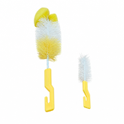 Kids Boon 2-in-1 Baby Bottle & Nipple Cleaning Brush Set with Sponge Tip (Yellow)