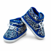 Kids Boon Blue Floral Soft Sole Baby Booties – Lace-Up Infant Sneakers