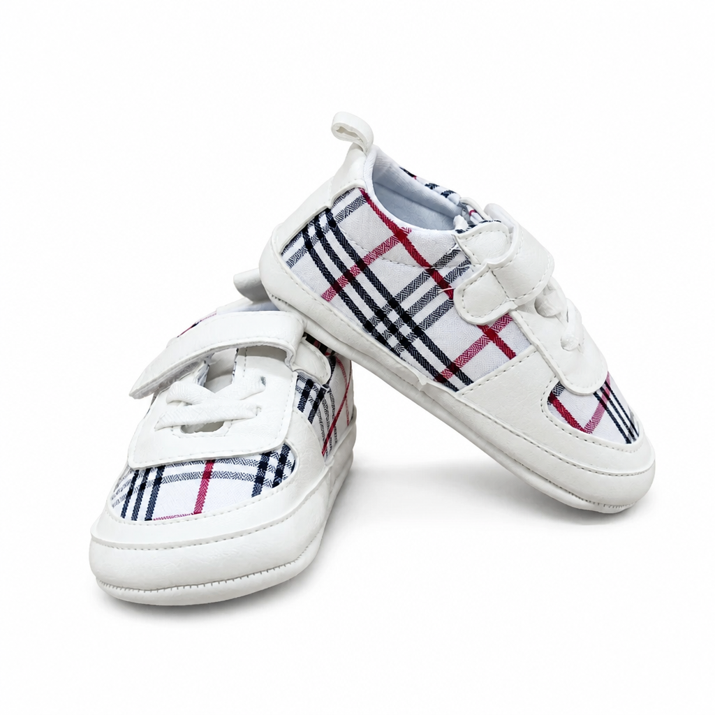 Kids Boon Classic Plaid Baby Sneakers – Soft Sole Pre-Walker Shoes