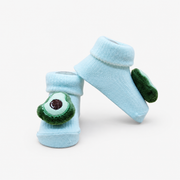 Kids Boon 3D Plush Avocado Baby Socks | Soft Light Blue Infant Booties