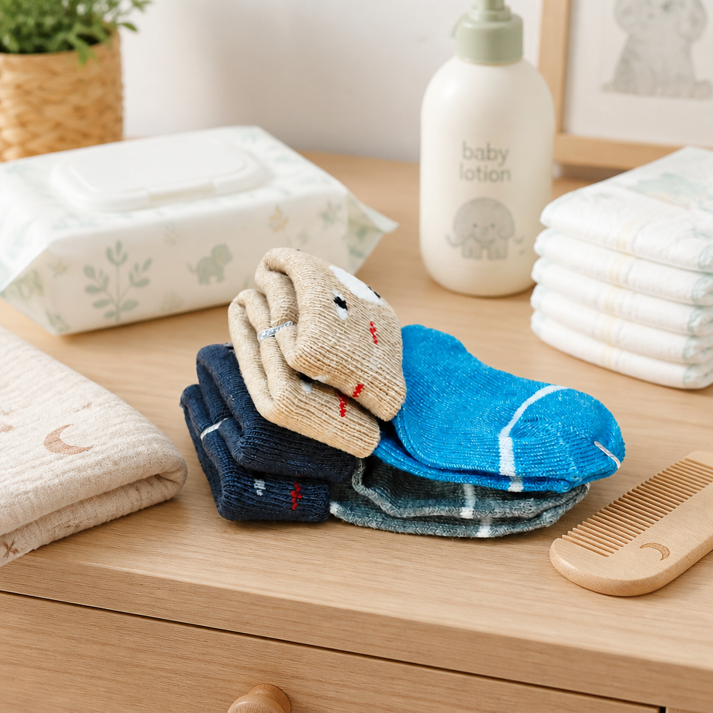 Kids Boon Premium Baby & Toddler Socks - 3-Pair Pack (Cute Animal & Striped Designs)
