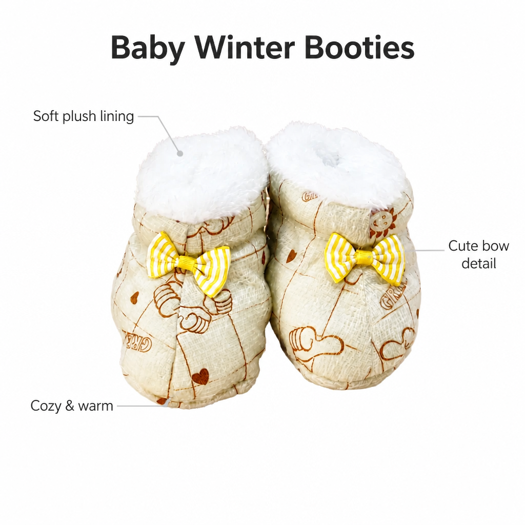 Kids Boon Cozy Fleece-Lined Baby Booties – Soft Sole Newborn Winter Slippers
