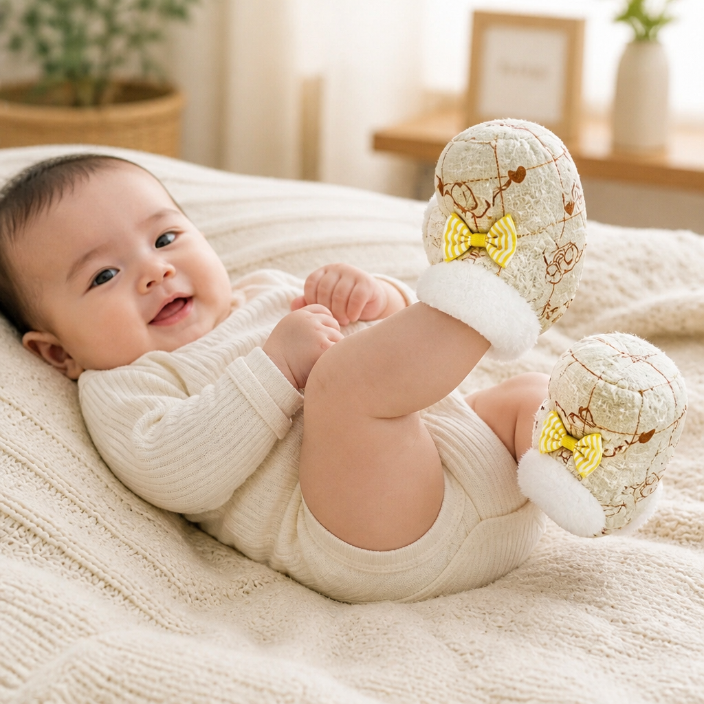 Kids Boon Cozy Fleece-Lined Baby Booties – Soft Sole Newborn Winter Slippers