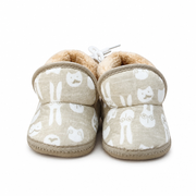 Kids Boon Cozy Plush-Lined Baby Booties – Soft Sole Winter Pre-Walker Shoes (Beige Animal Print)