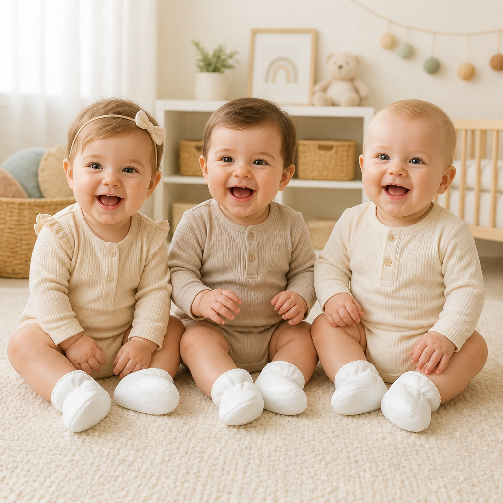 Premium Soft White Cotton Baby Mittens and Booties Set | Newborn No-Scratch Gloves & Socks Essentials