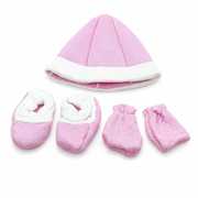 Kids Boon Newborn Baby Cap, Mittens, and Booties Set | Soft Pink Cotton Baby Essentials