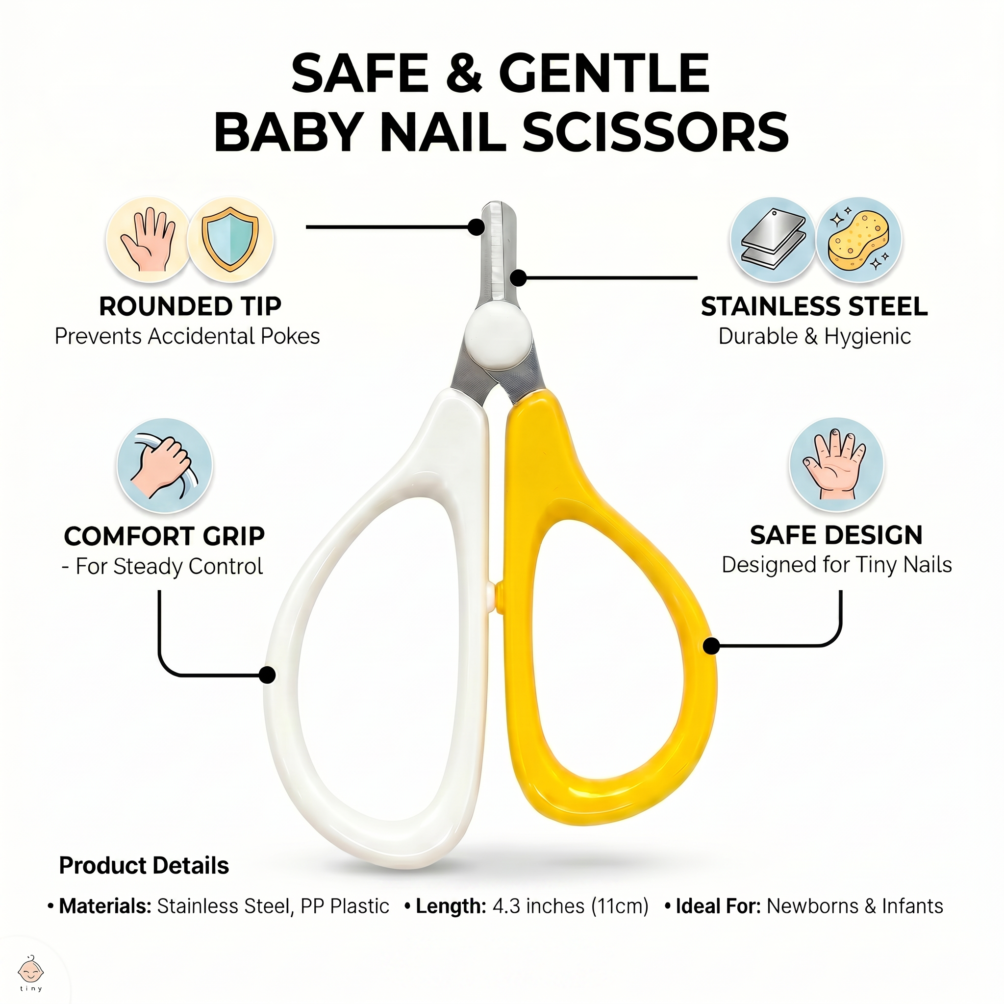 Kids Boon Safe Baby Nail Scissors | Rounded Tip Infant Grooming Clippers