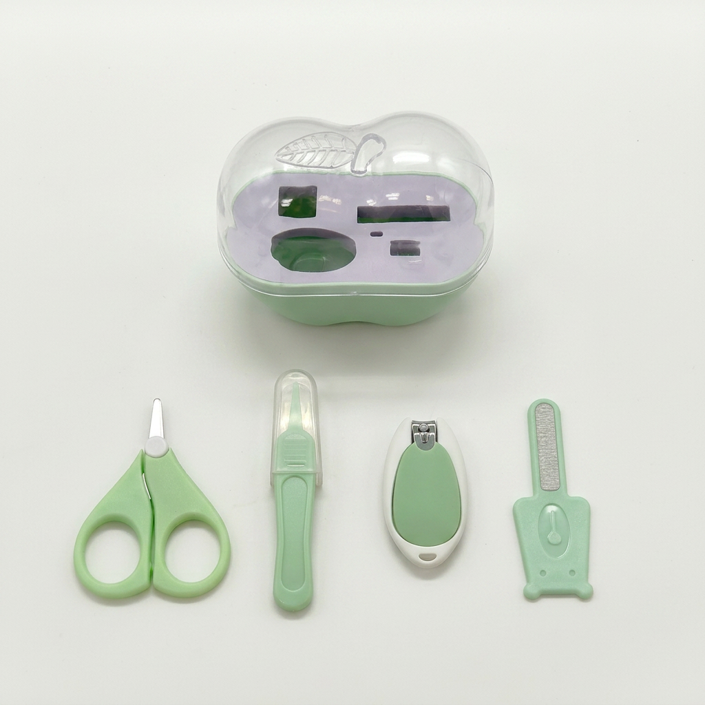 Kids Boon 4-in-1 Essential Baby Nail Care Set | Newborn Grooming Kit with Portable Apple Travel Case