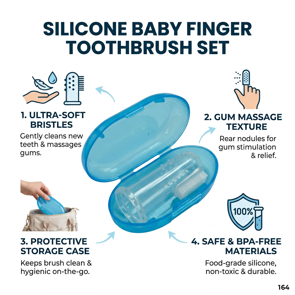 Kids Boon Premium Silicone Baby Finger Toothbrush & Gum Massager | Infant Oral Care Teether