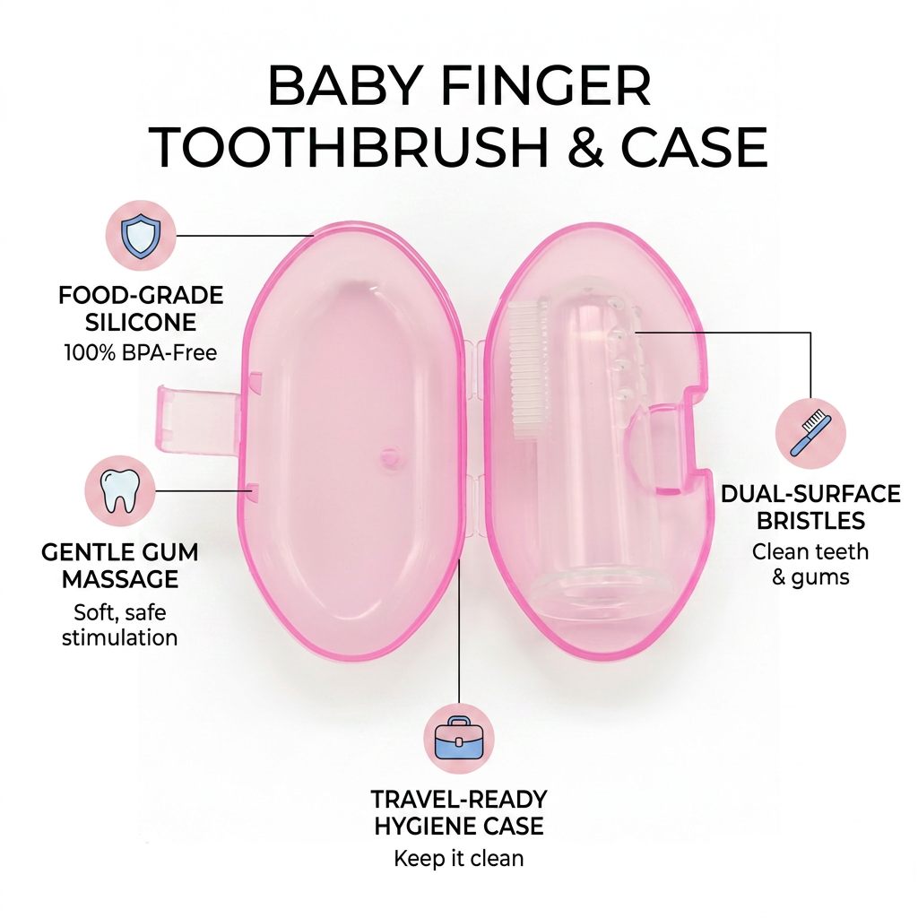 Kids Boon Soft Silicone Baby Finger Toothbrush & Gum Massager - BPA Free