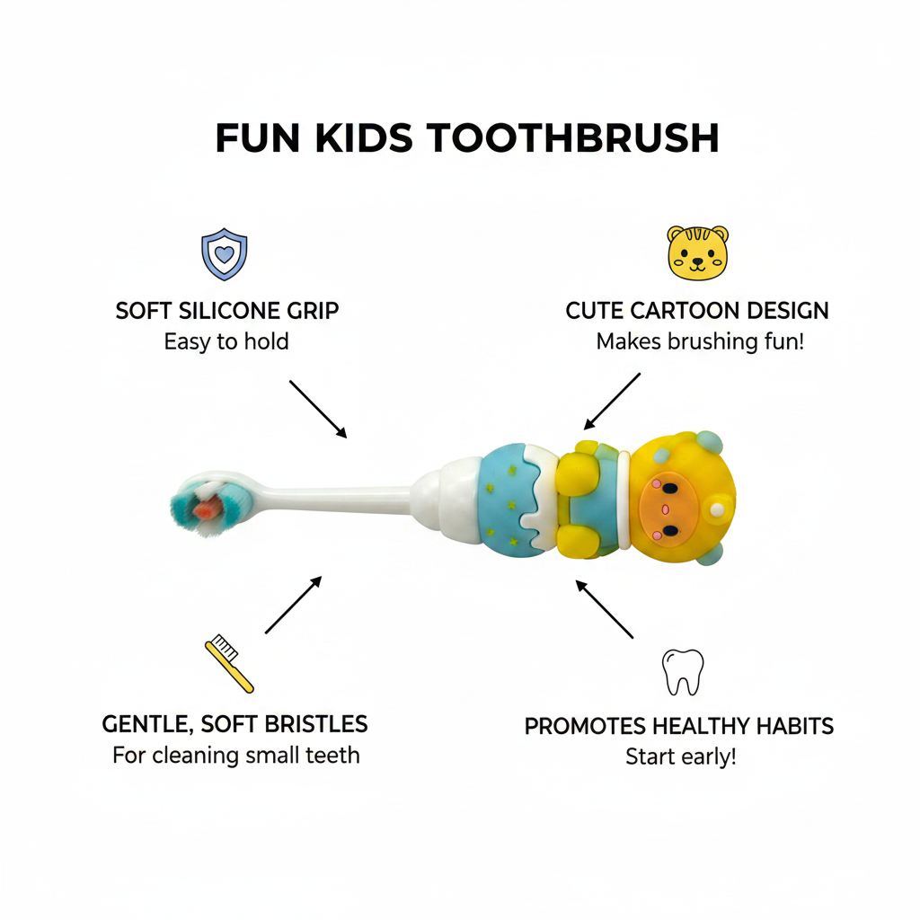 Kids Boon Cute Character Toddler Toothbrush – Extra Soft Bristles for Gentle Baby Oral Care