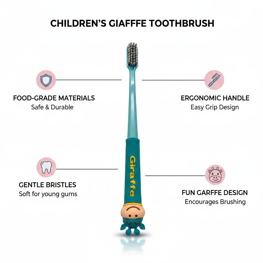 Kids Boon Fun Giraffe Children's Toothbrush – Soft Bristles & Easy Grip Handle for Toddlers