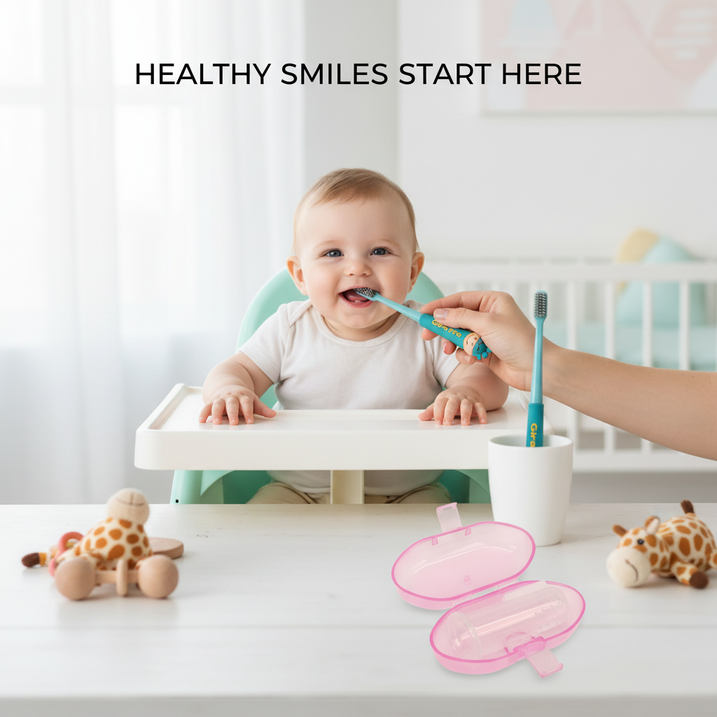 Kids Boon Fun Giraffe Children's Toothbrush – Soft Bristles & Easy Grip Handle for Toddlers
