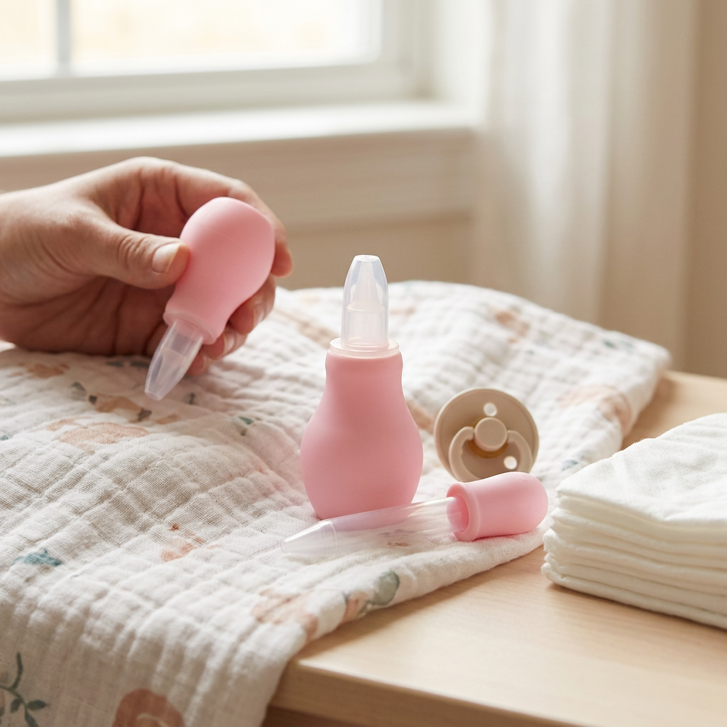 Kids Boon Silicone Baby Nasal Aspirator and Medicine Dropper Set - Infant Congestion Relief (Pink)