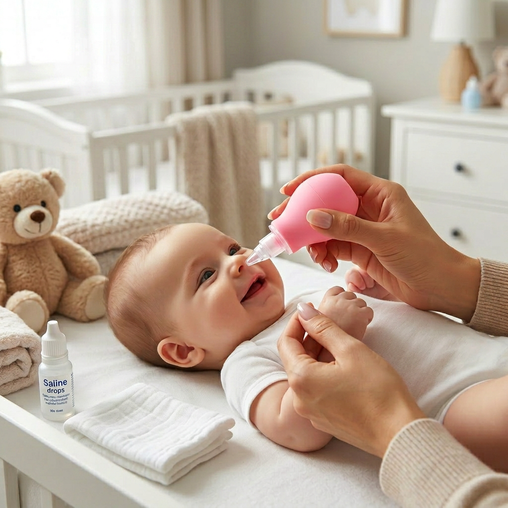 Baby Nasal Aspirator – Soft Silicone Bulb Syringe & Mucus Extractor for Newborns (Pink)