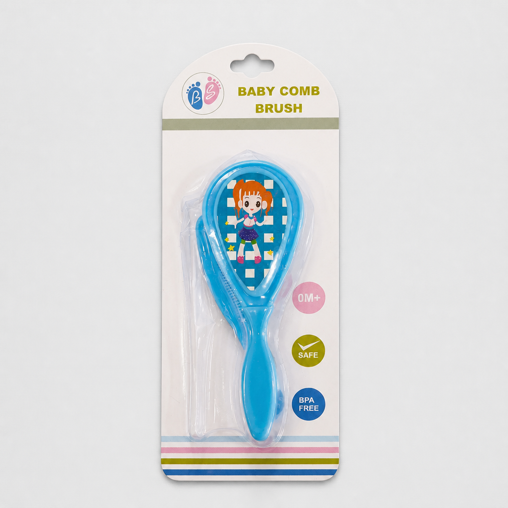 Kids Boon Gentle Baby Comb and Hairbrush Set – Soft Bristle Cradle Cap Brush & Fine-Tooth Detangling Comb for Newborns and Toddlers