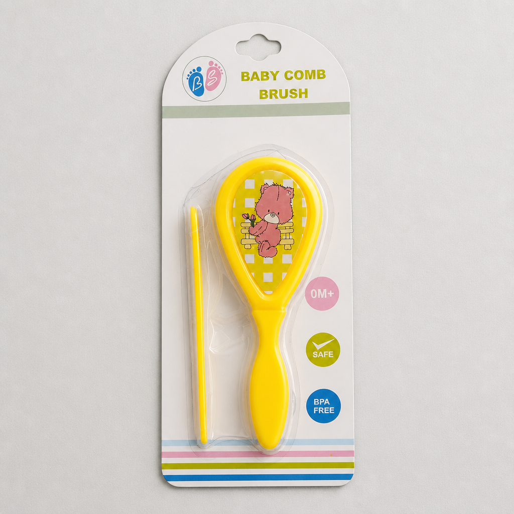 Kids Boon Gentle Baby Comb and Hairbrush Set – Soft Bristle Cradle Cap Brush & Fine-Tooth Detangling Comb for Newborns and Toddlers