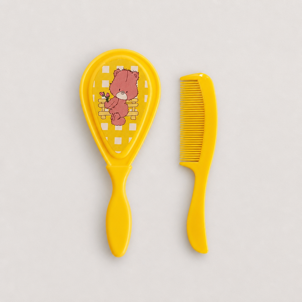 Kids Boon Gentle Baby Comb and Hairbrush Set – Soft Bristle Cradle Cap Brush & Fine-Tooth Detangling Comb for Newborns and Toddlers
