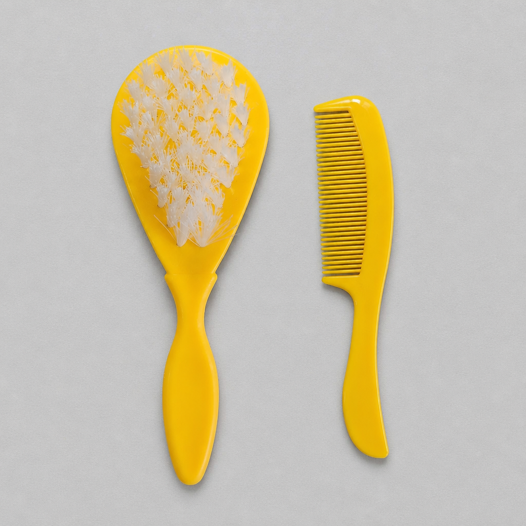 Kids Boon Gentle Baby Comb and Hairbrush Set – Soft Bristle Cradle Cap Brush & Fine-Tooth Detangling Comb for Newborns and Toddlers