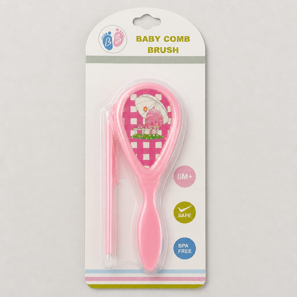 Kids Boon Gentle Baby Comb and Hairbrush Set – Soft Bristle Cradle Cap Brush & Fine-Tooth Detangling Comb for Newborns and Toddlers